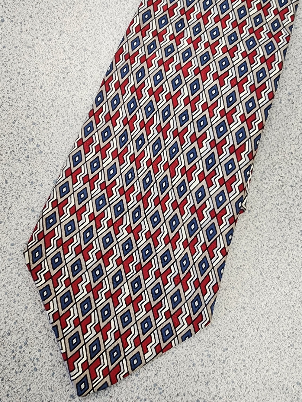 Vintage Woven Silk Geometric Tie Made by Hand Monterey Bay USA